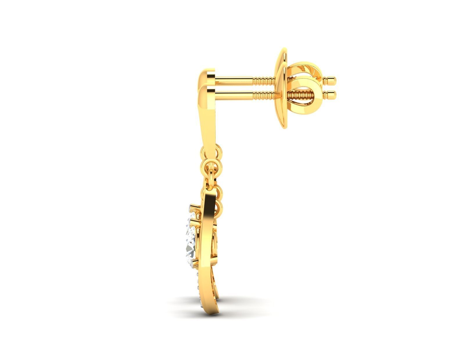 Women solitaire earrings 3dm render detail 3D print model_5