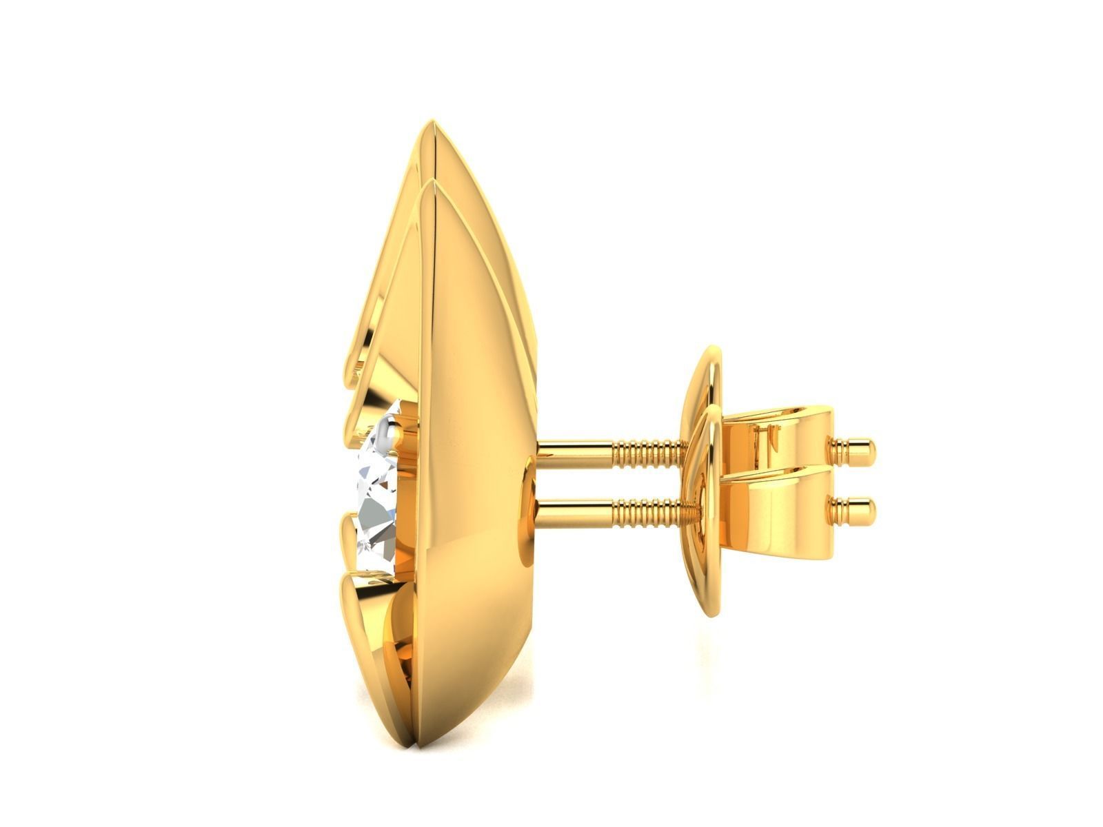 Women solitaire earrings 3dm render detail 3D print model_5