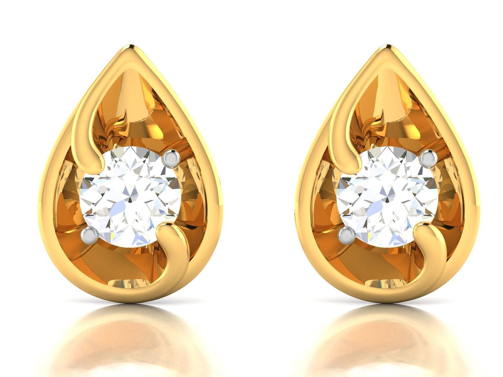 Women solitaire earrings 3dm render detail 3D print model_3