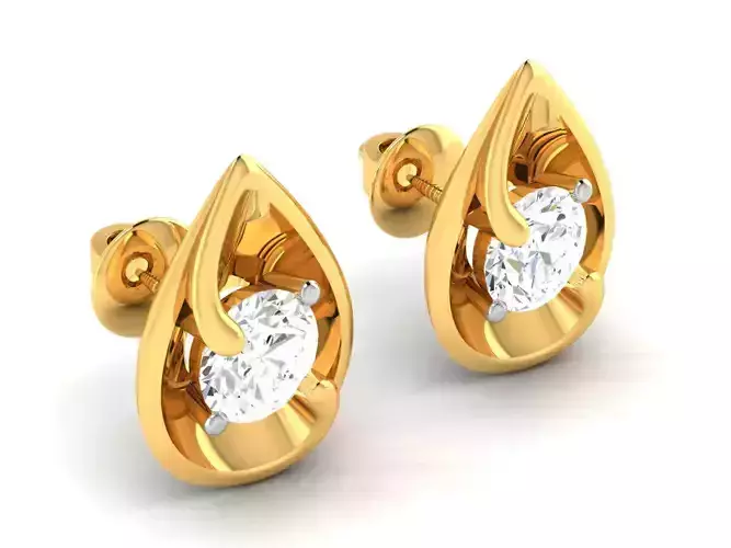 Women solitaire earrings 3dm render detail  3D print model