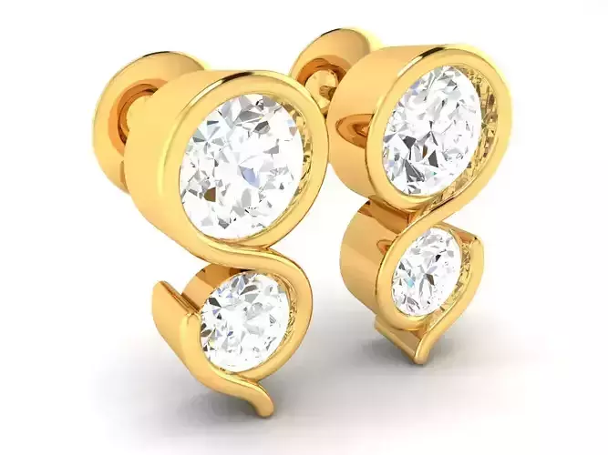 Women solitaire earrings 3dm render detail  3D print model