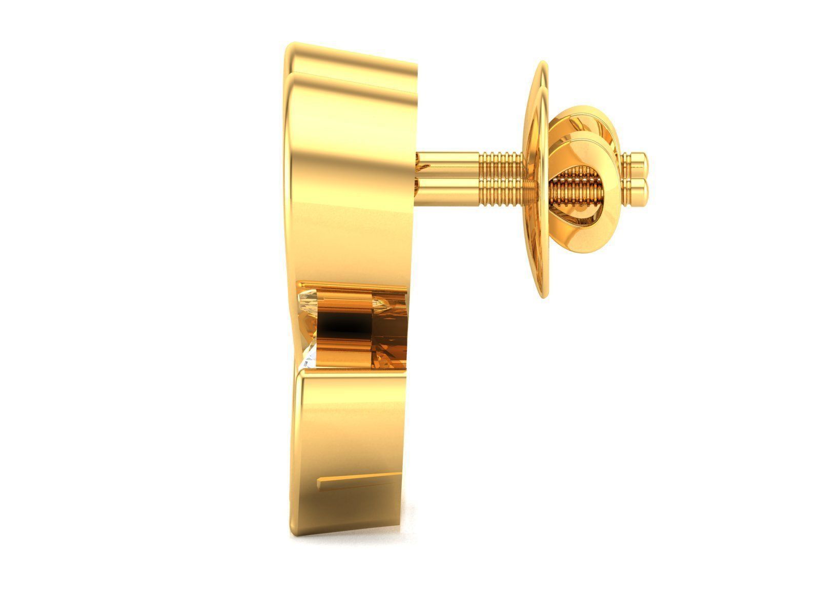 Women solitaire earrings 3dm render detail 3D print model_4