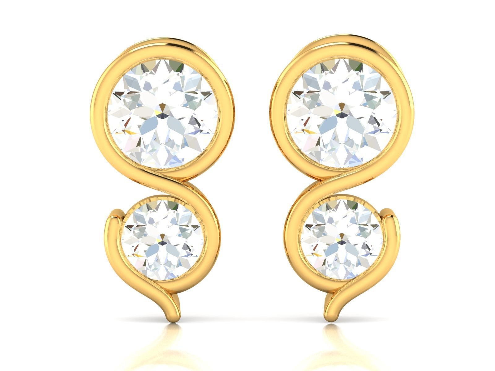 Women solitaire earrings 3dm render detail 3D print model_3