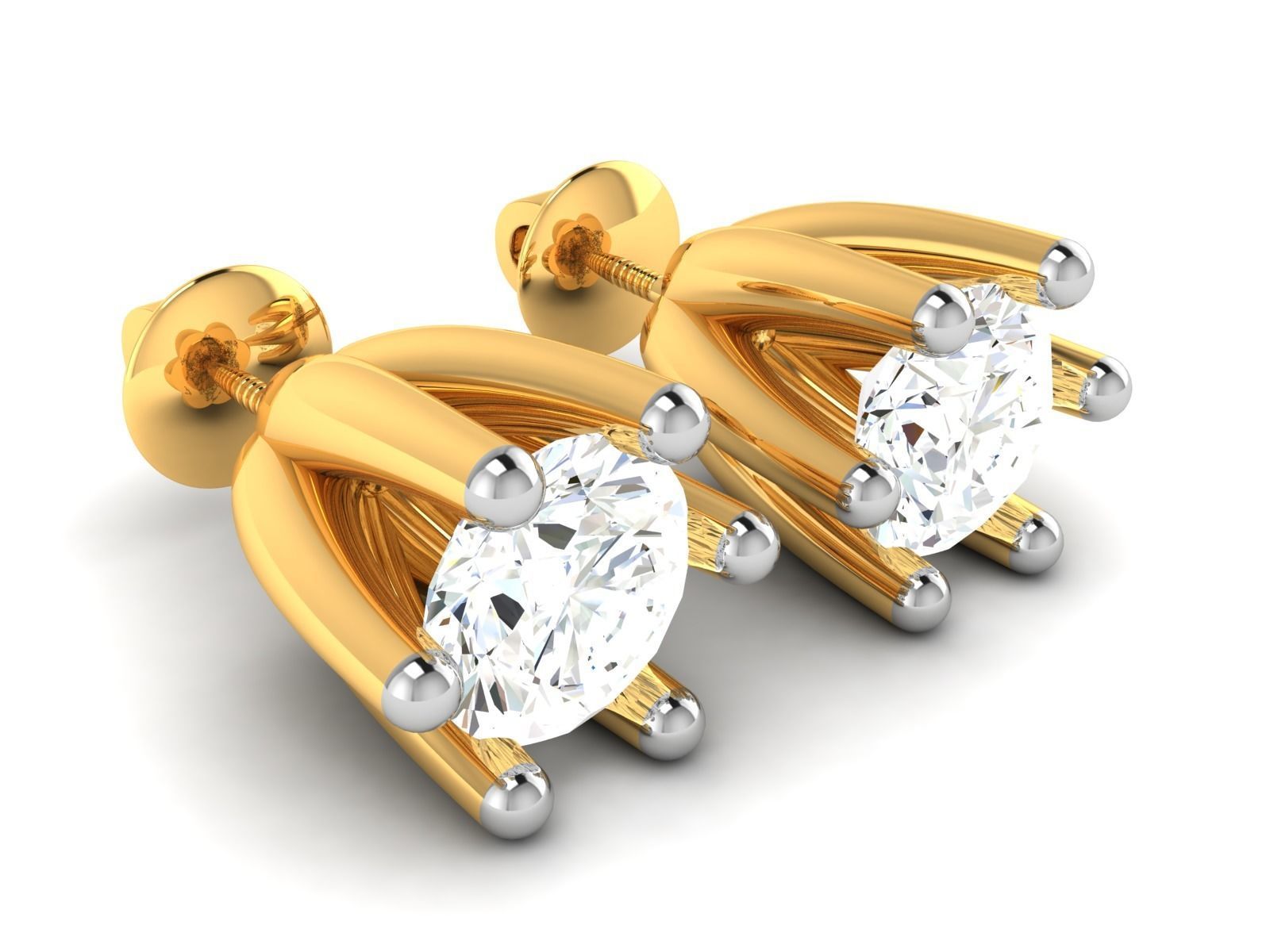 Women solitaire earrings 3dm render detail 3D print model_1