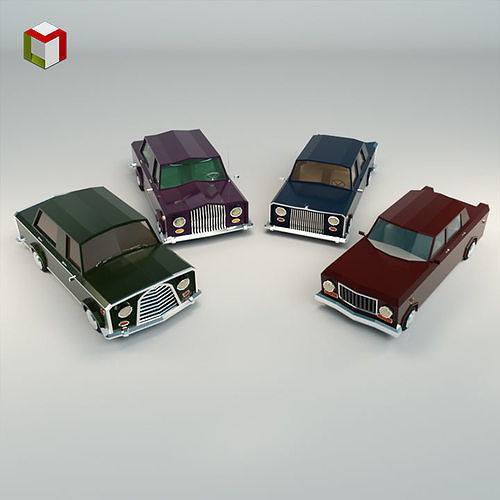 Low Poly Sedan Car Pack 02 3D Model Collection
