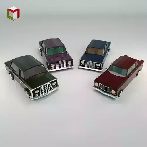 Low Poly Sedan Car Pack 02 3D Model Collection