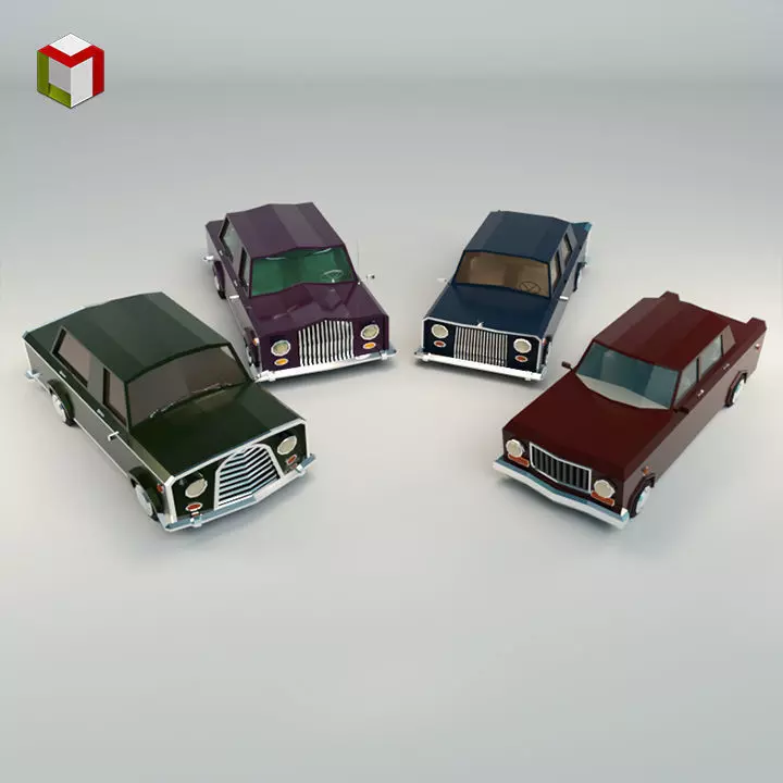 Low Poly Sedan Car Pack 02 3D Model Collection_0