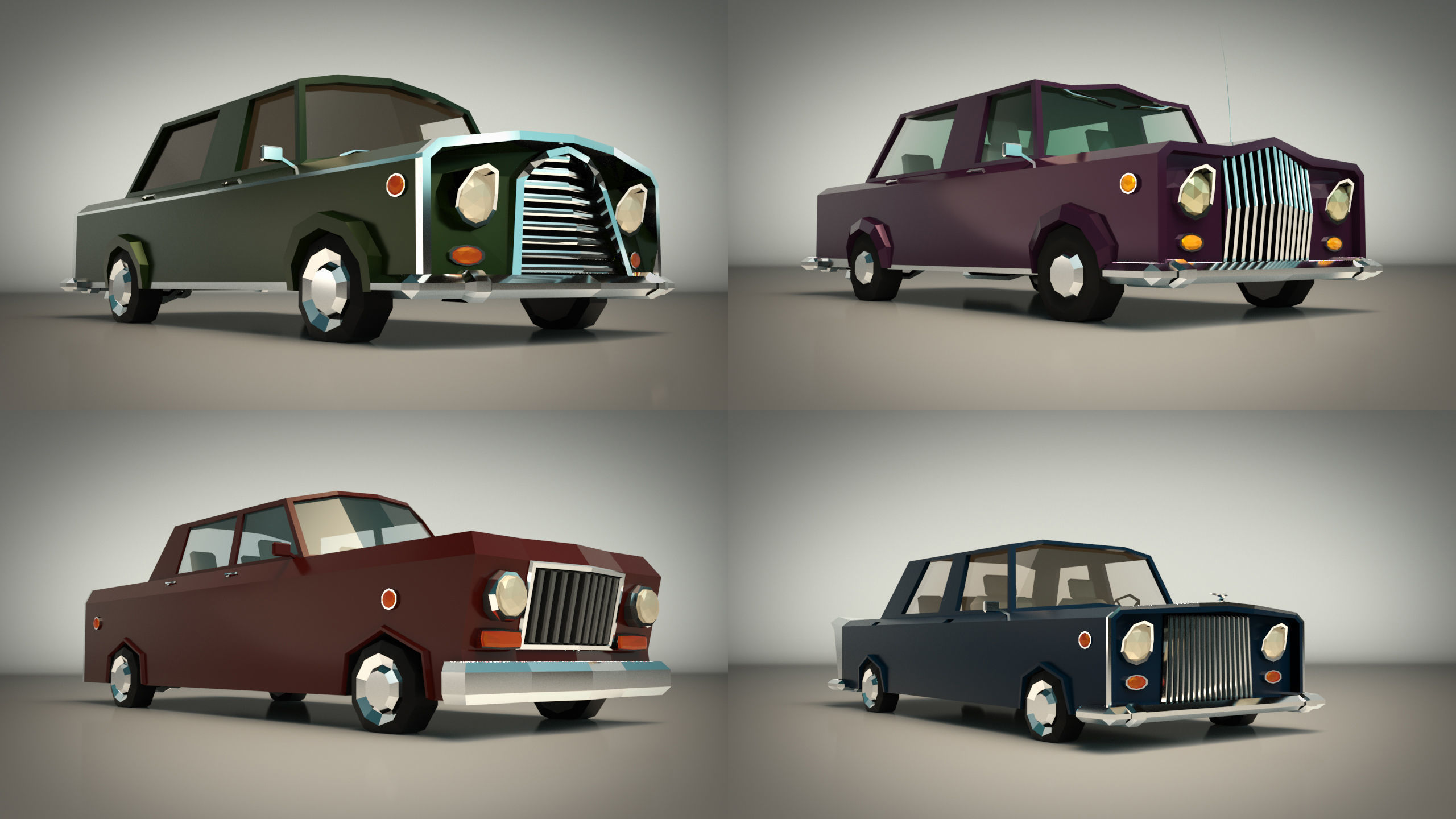 Low Poly Sedan Car Pack 02 3D Model Collection_10