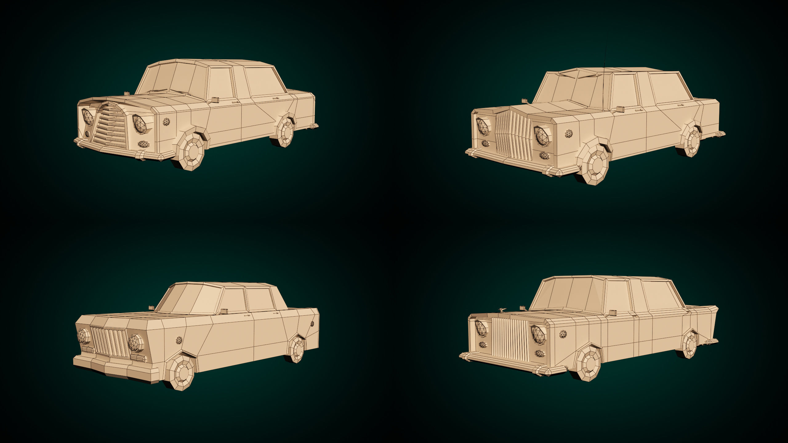 Low Poly Sedan Car Pack 02 3D Model Collection_12