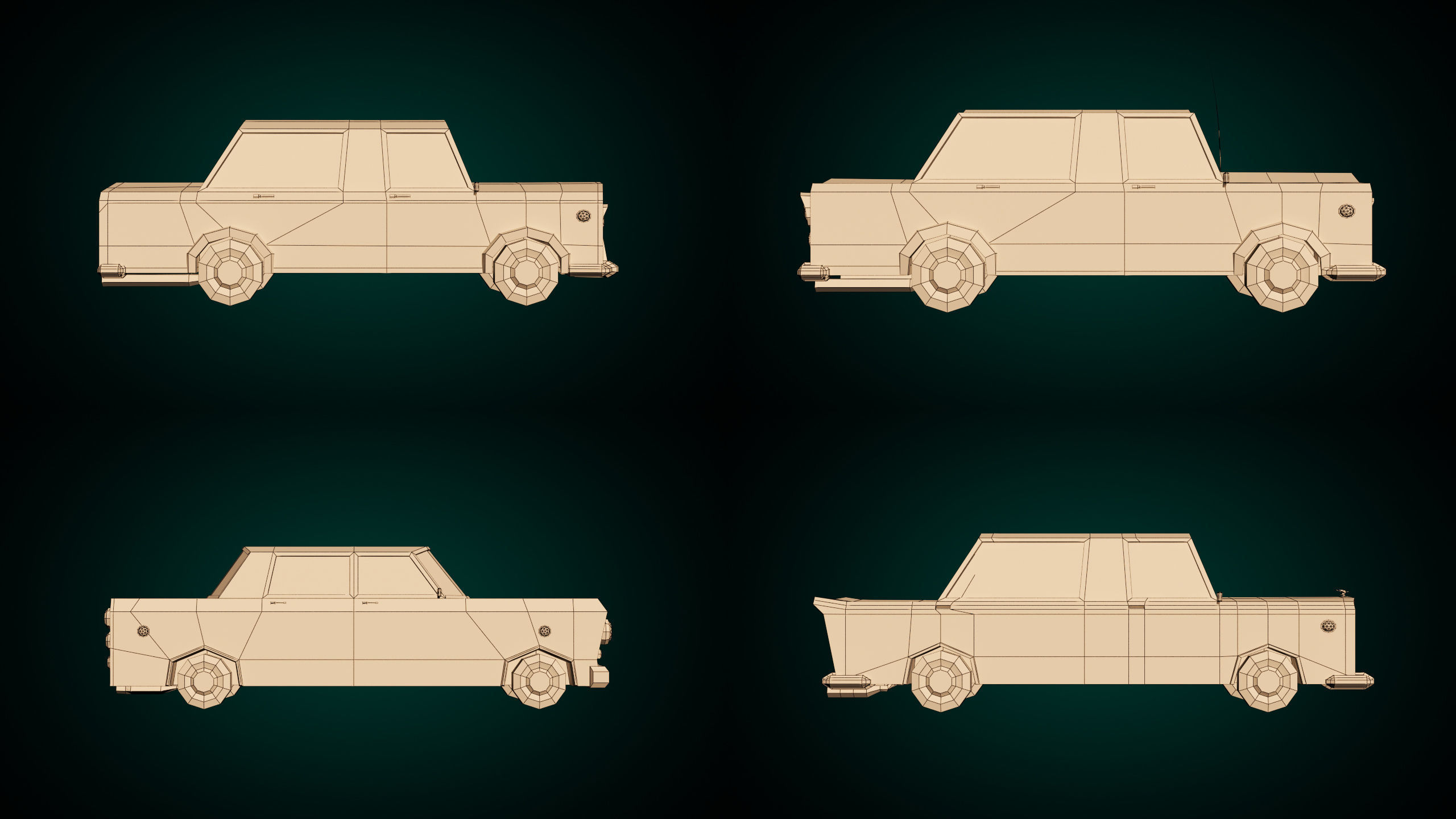 Low Poly Sedan Car Pack 02 3D Model Collection_14