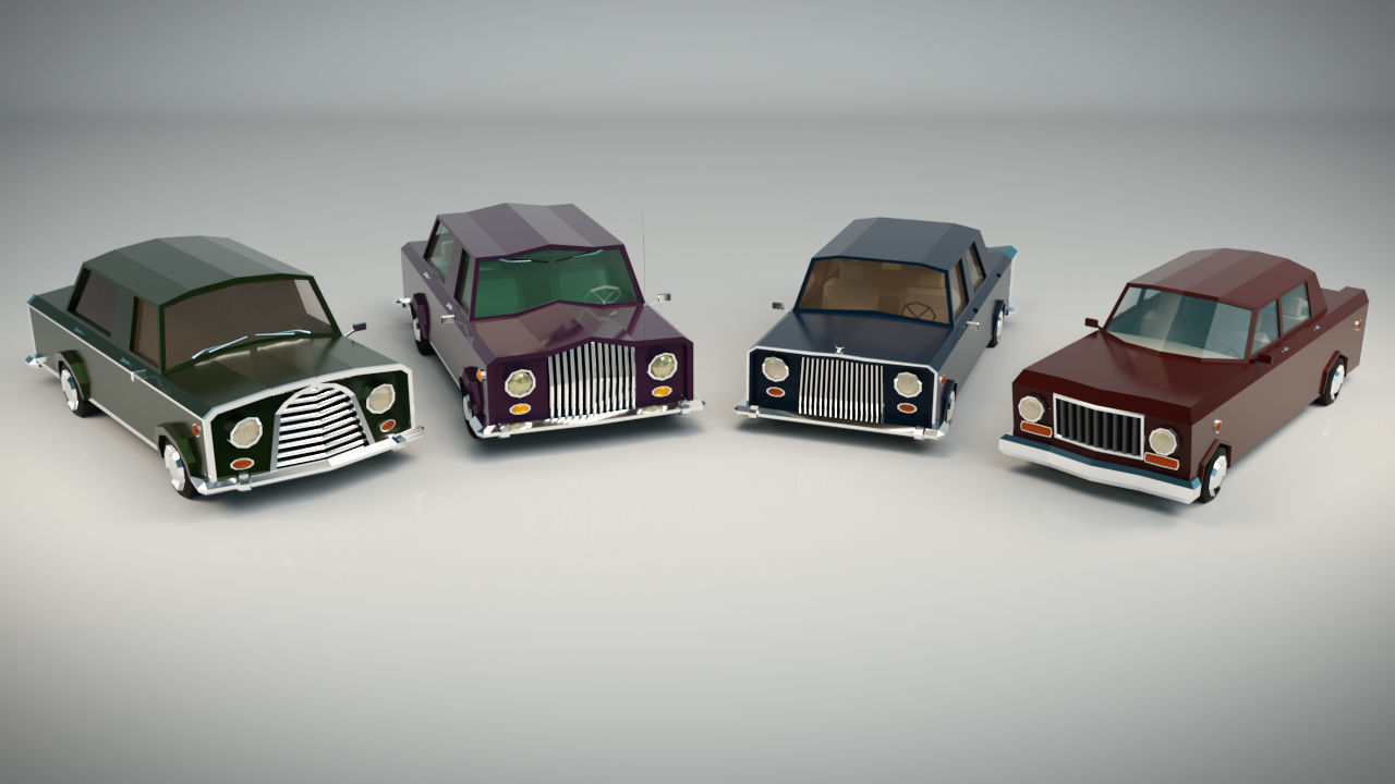 Low Poly Sedan Car Pack 02 3D Model Collection_5