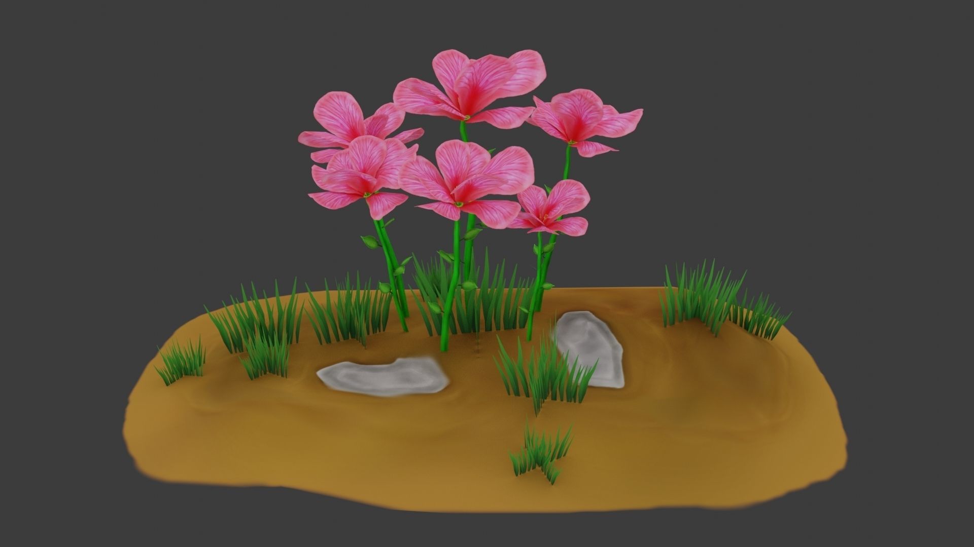 8 Stylized Flowers pack Low-poly 3D model_4