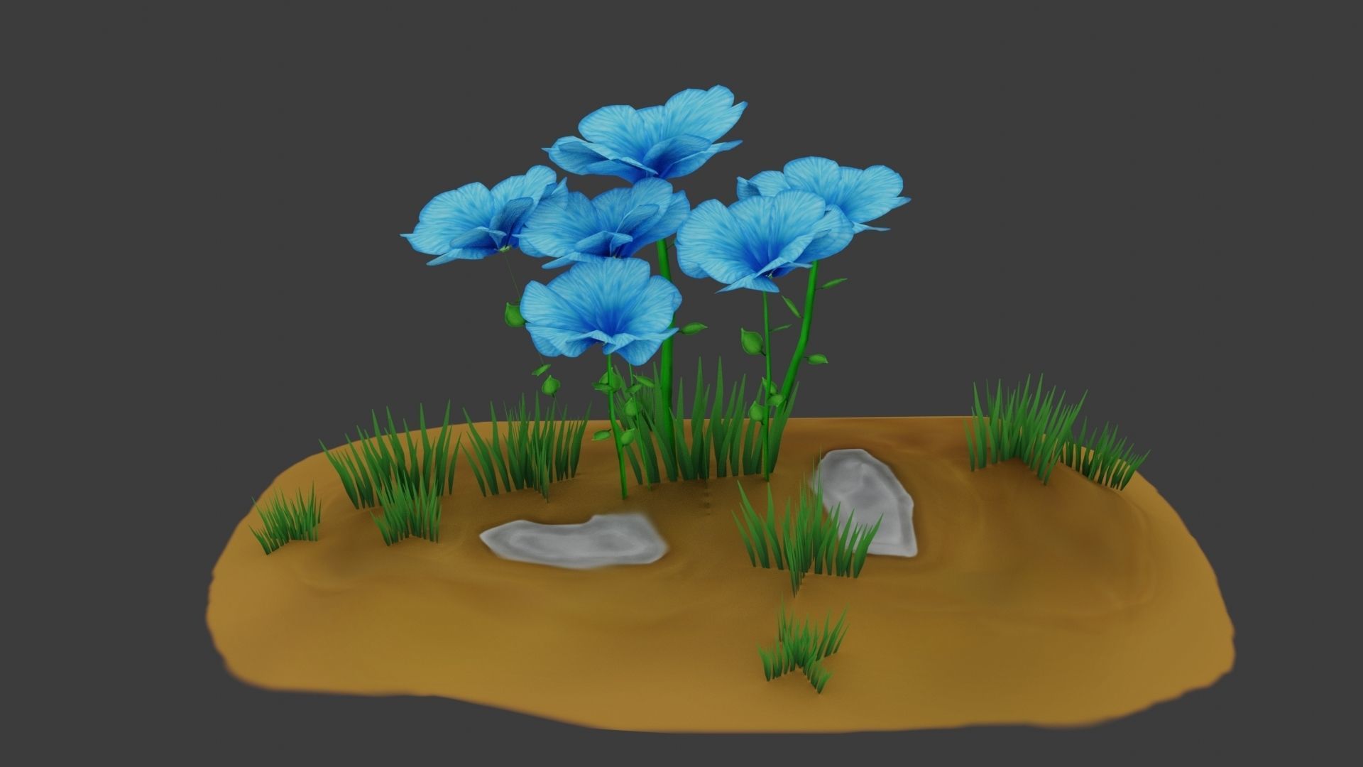 8 Stylized Flowers pack Low-poly 3D model_10