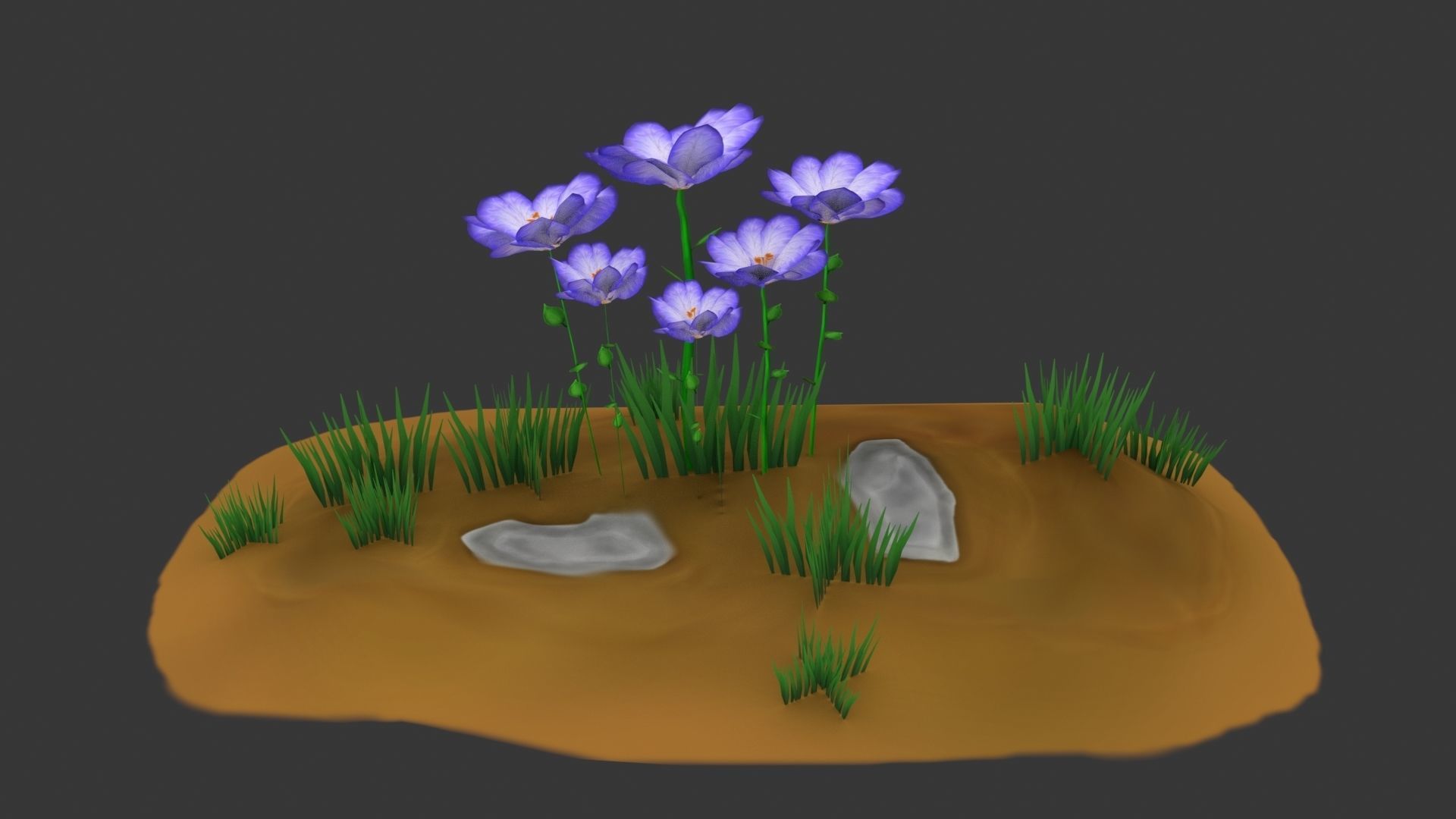 8 Stylized Flowers pack Low-poly 3D model_8