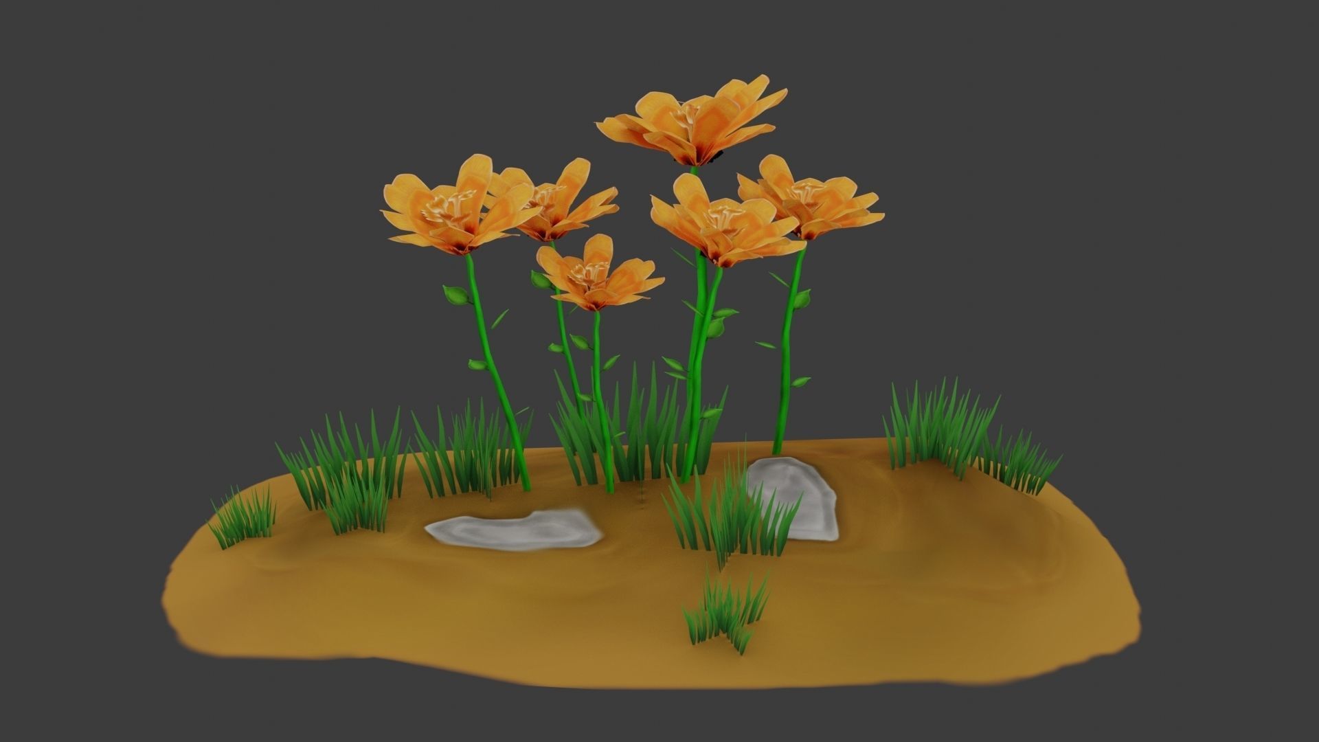 8 Stylized Flowers pack Low-poly 3D model_6