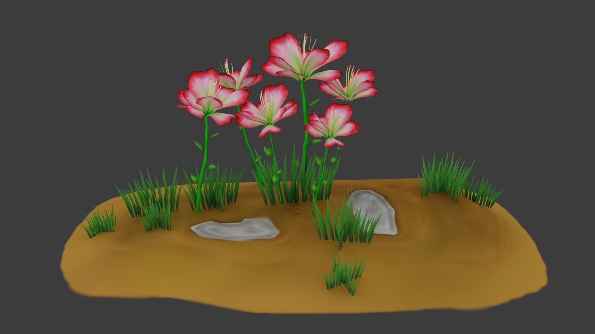 8 Stylized Flowers pack Low-poly 3D model_2