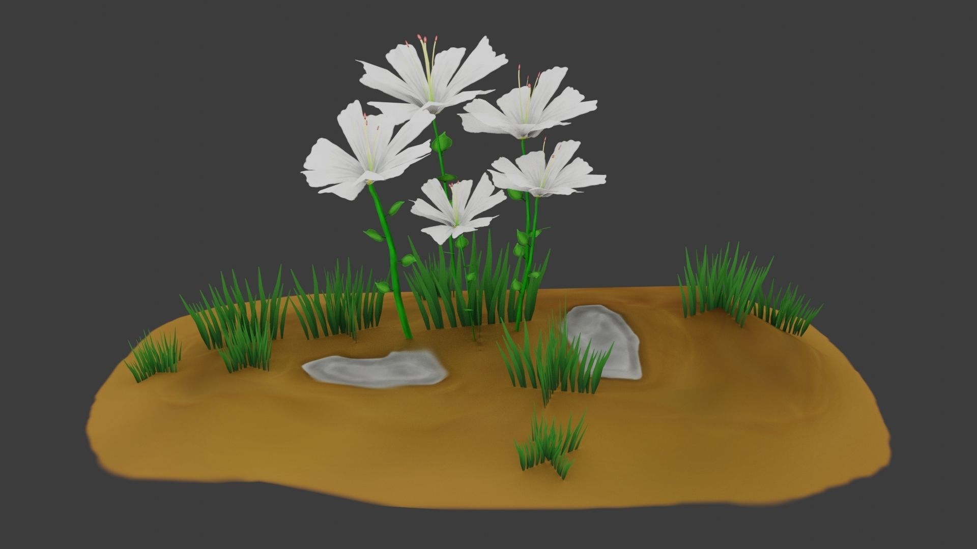 8 Stylized Flowers pack Low-poly 3D model_16