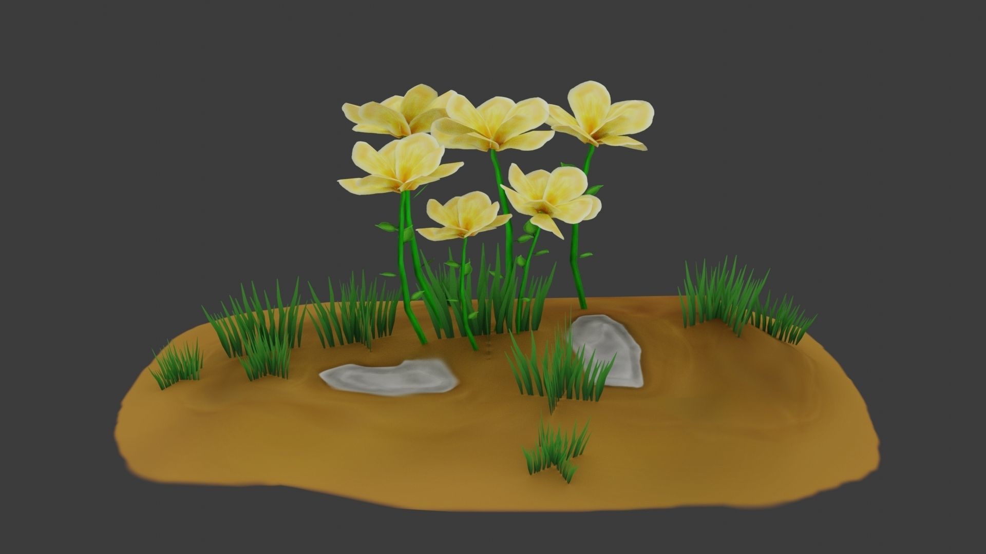 8 Stylized Flowers pack Low-poly 3D model_12