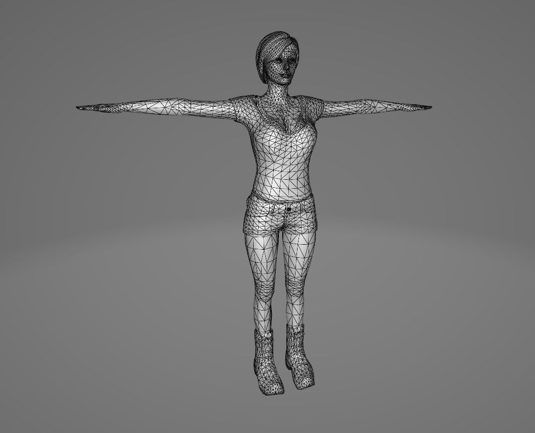 Generic Female Low-poly 3D model_3