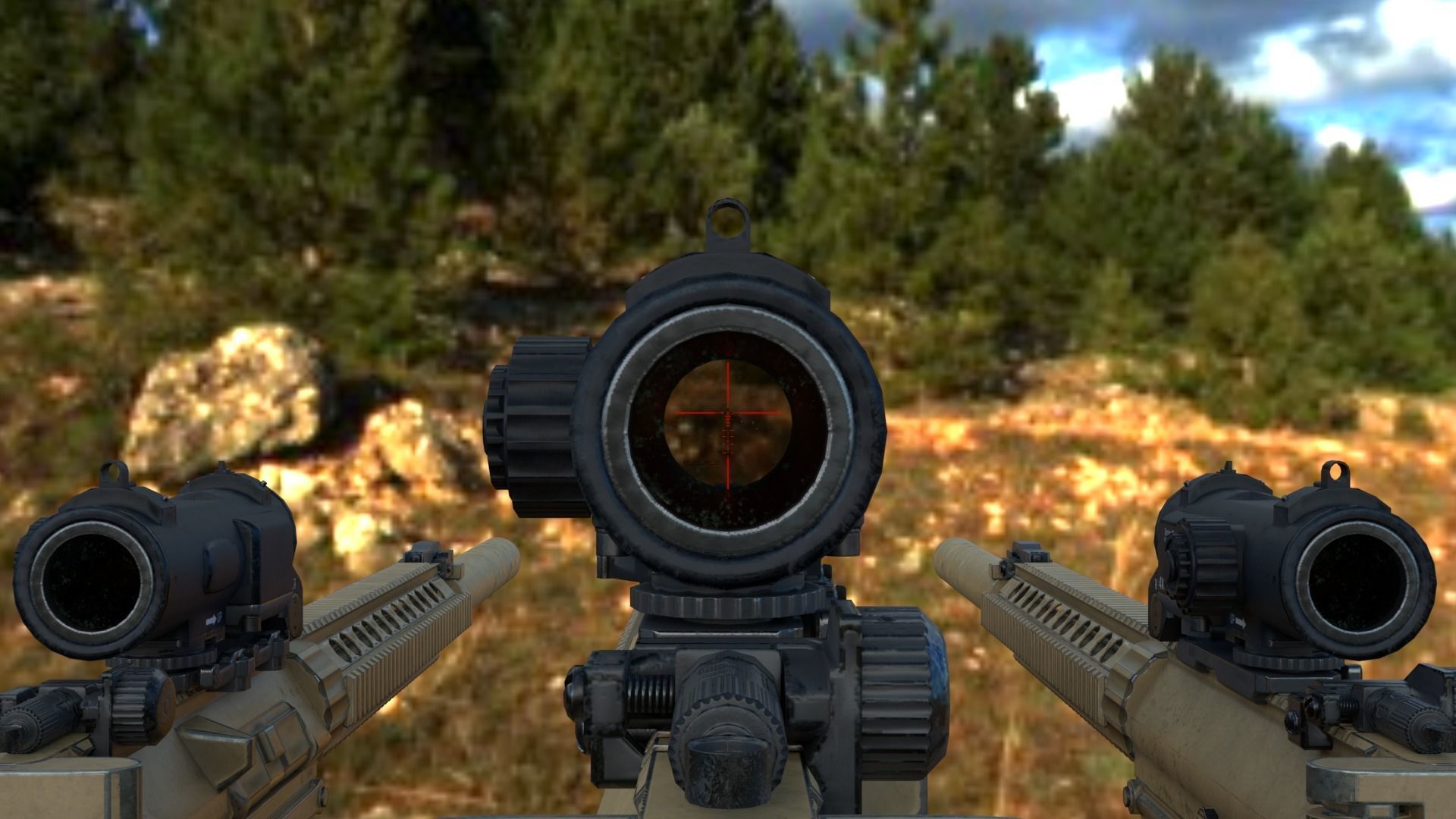 4X-1X Scope Low-poly 3D model_4