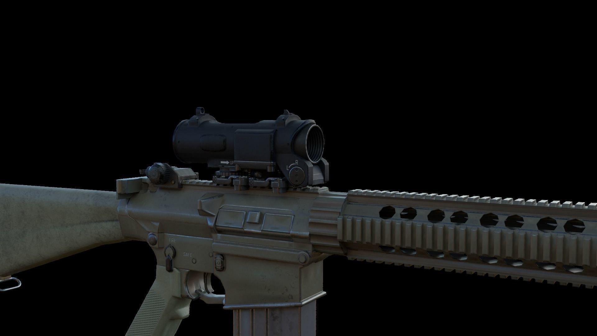 4X-1X Scope Low-poly 3D model_5