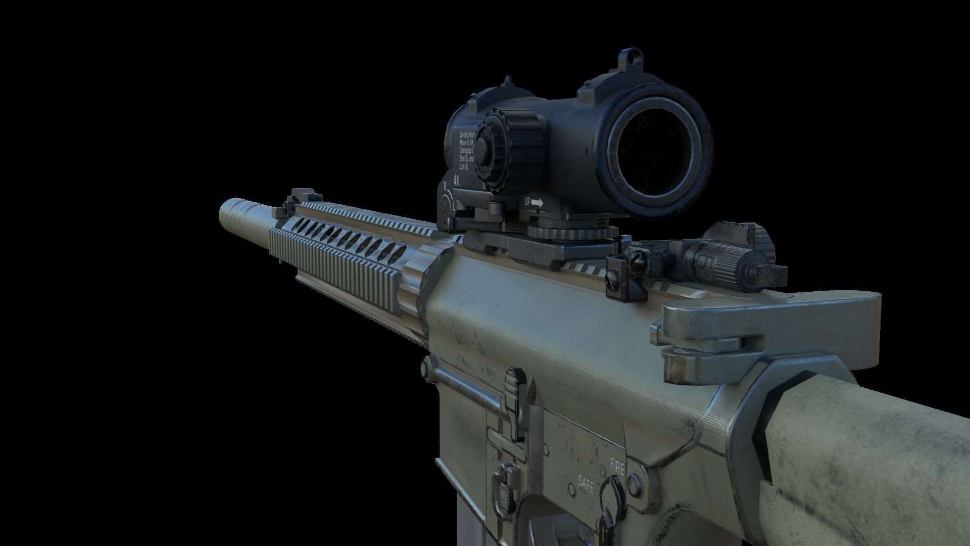 4X-1X Scope Low-poly 3D model_2