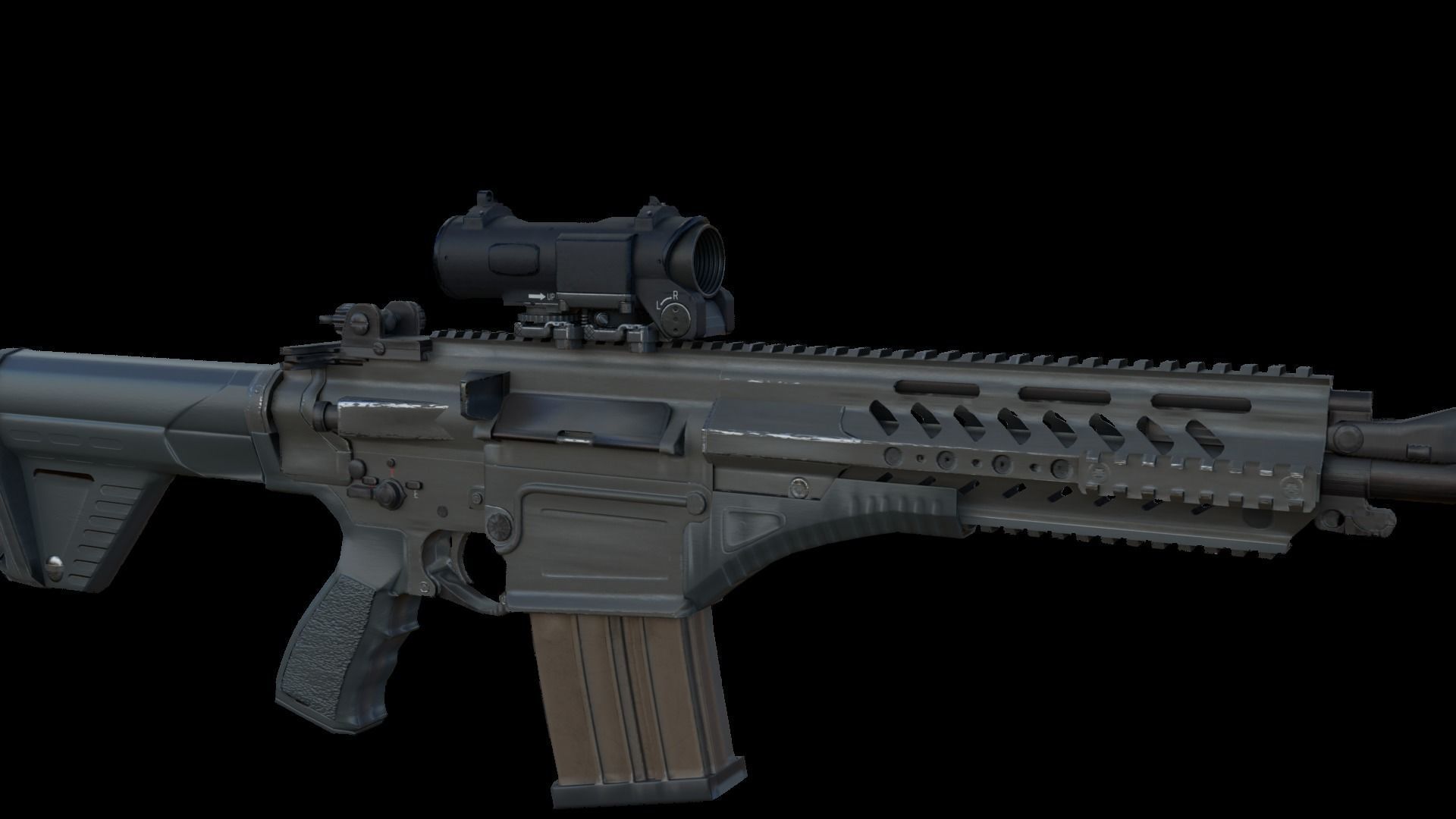 4X-1X Scope Low-poly 3D model_6