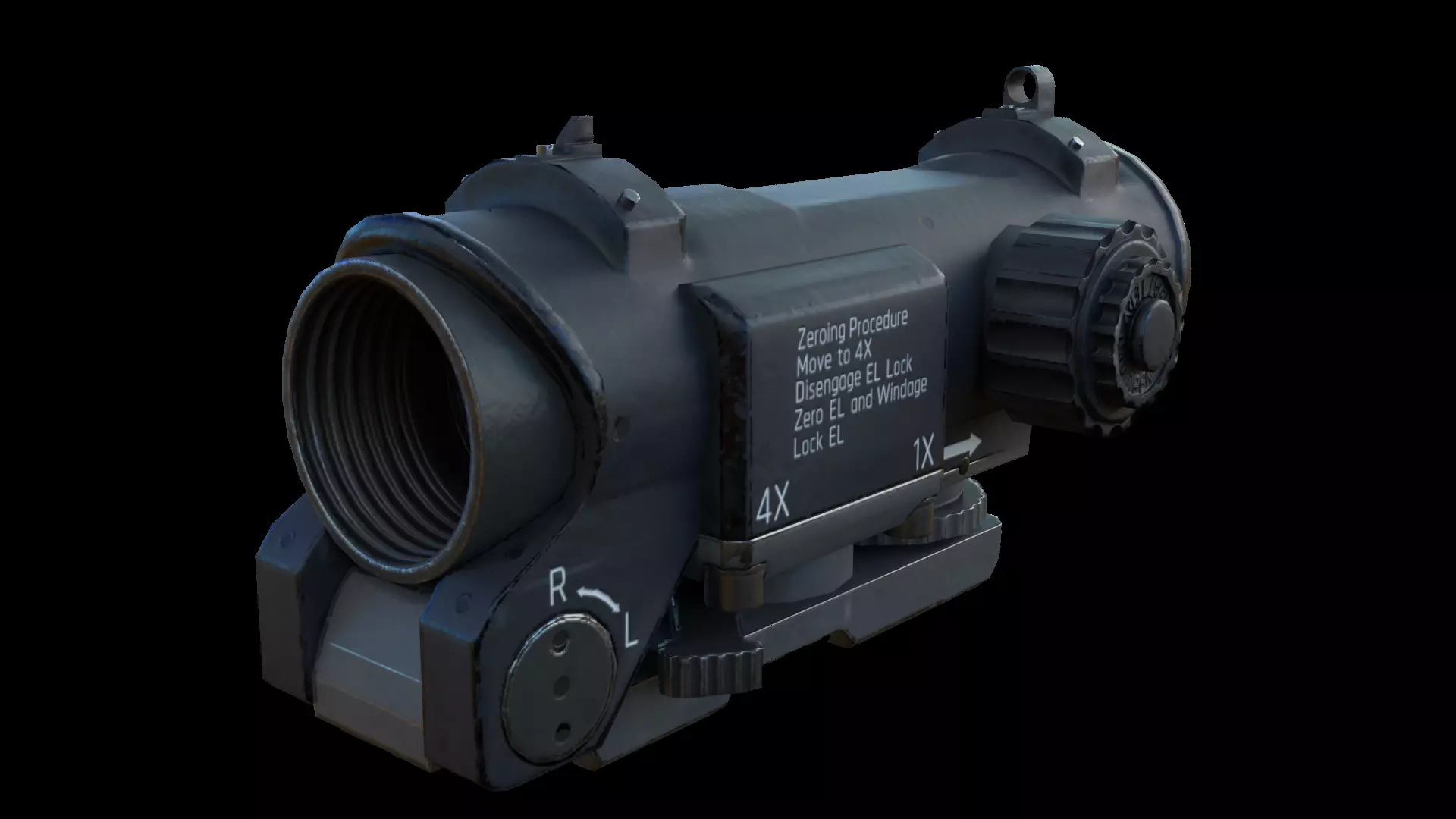 4X-1X Scope Low-poly 3D model_0