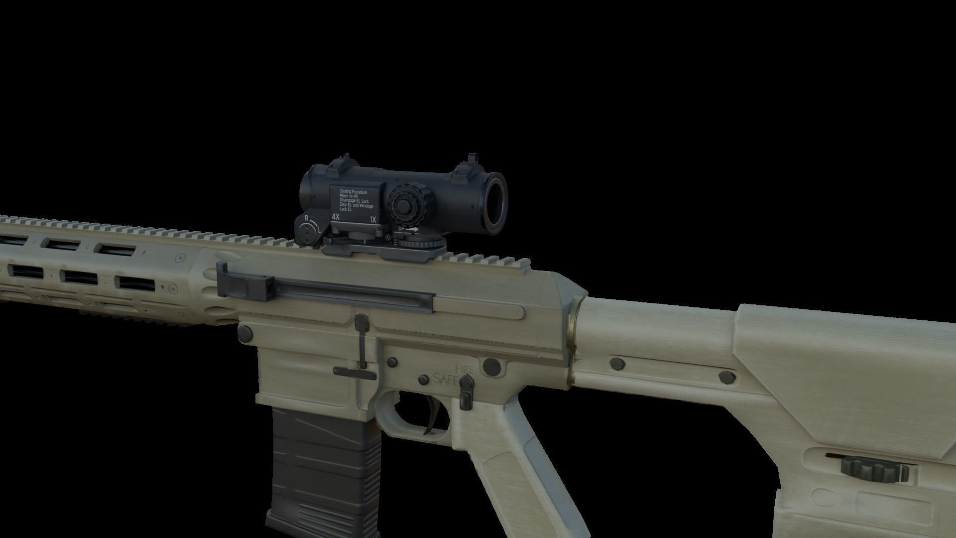 4X-1X Scope Low-poly 3D model_8