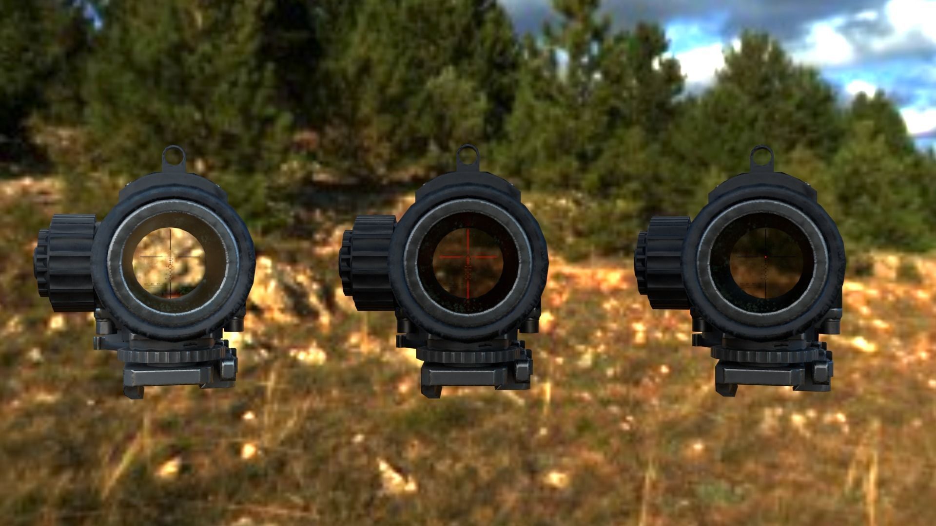 4X-1X Scope Low-poly 3D model_13