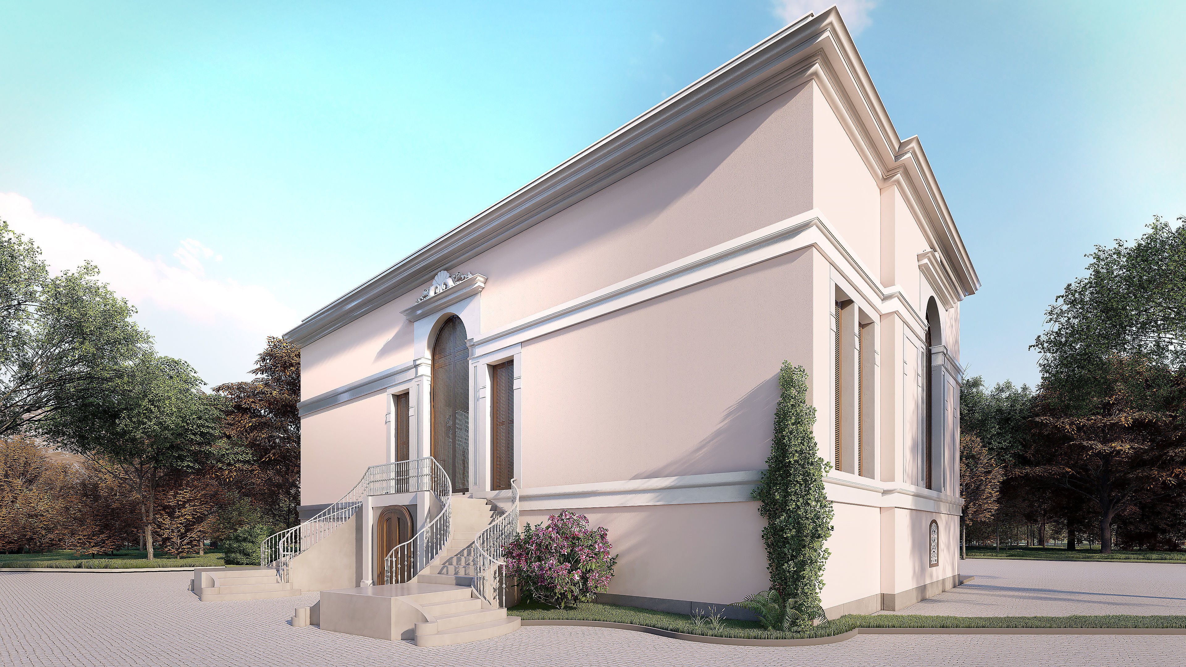 pavilion building in middle of park 3D model_1