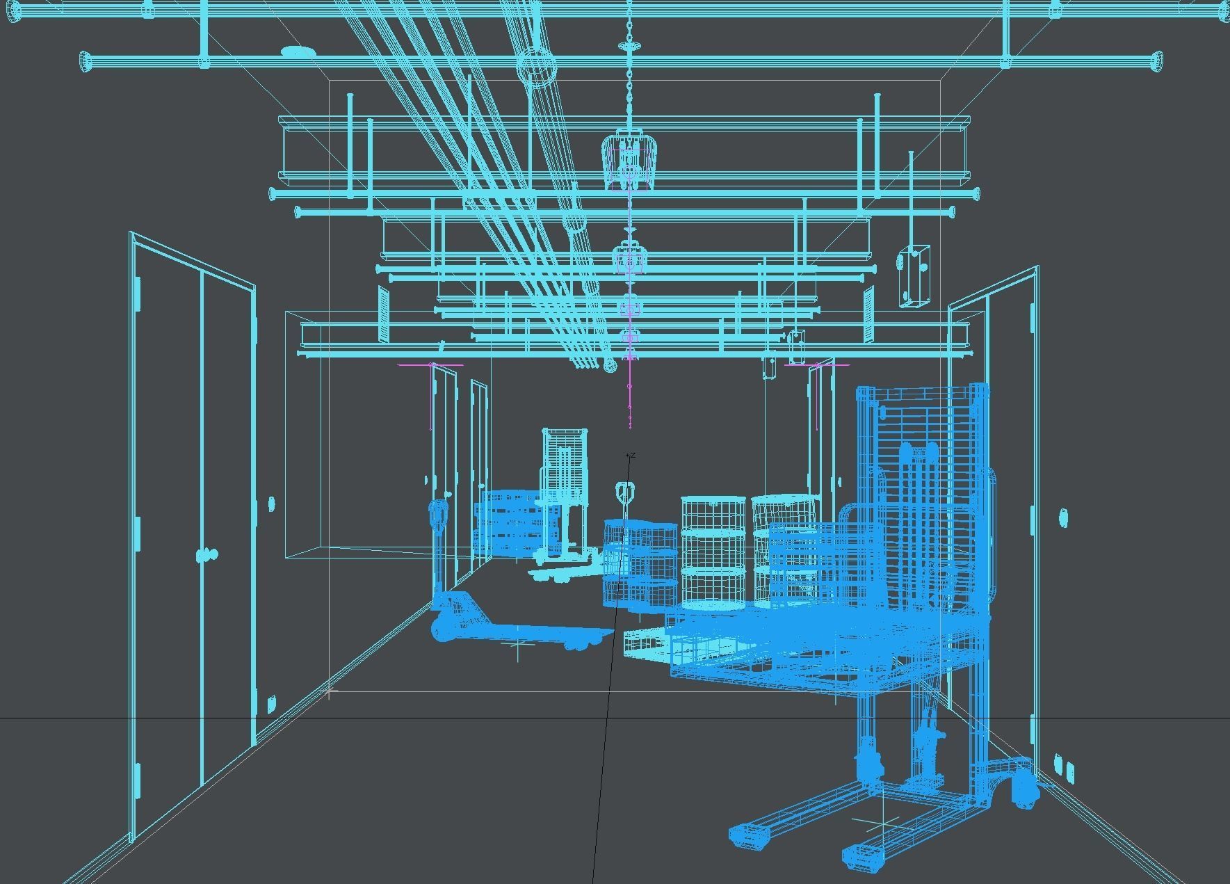 Underground Factory Corridor Low-poly 3D model_2