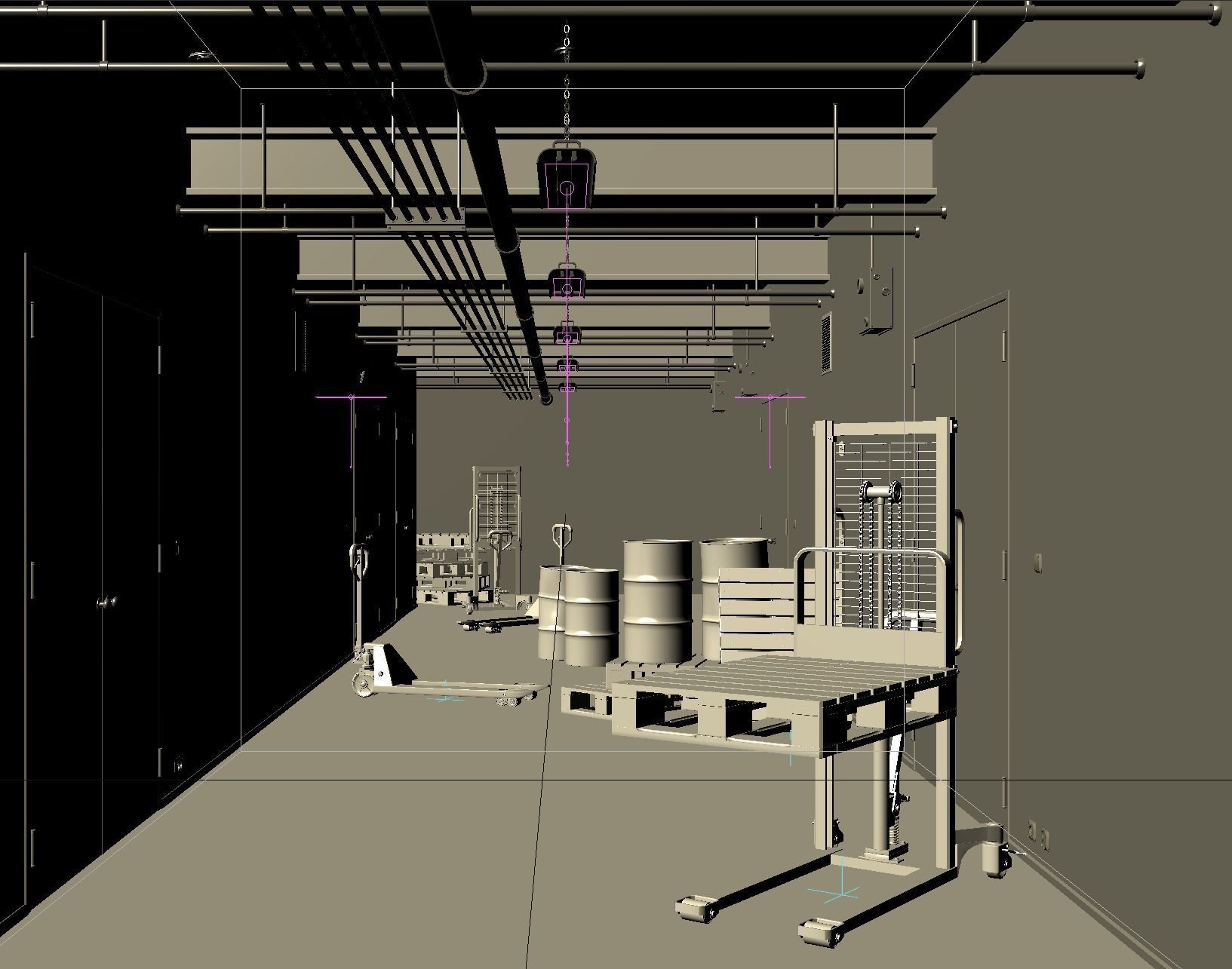 Underground Factory Corridor Low-poly 3D model_1