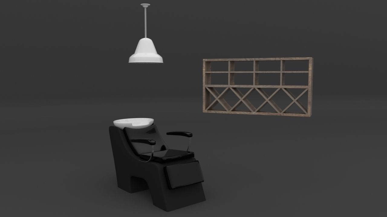 Barbershop furniture set 3D model_3