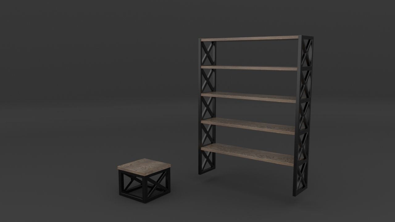 Barbershop furniture set 3D model_4