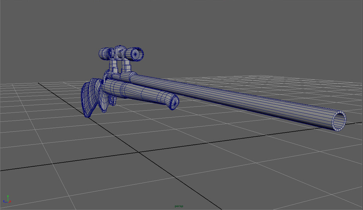 Sniper gun with barrel Low-poly 3D model_14