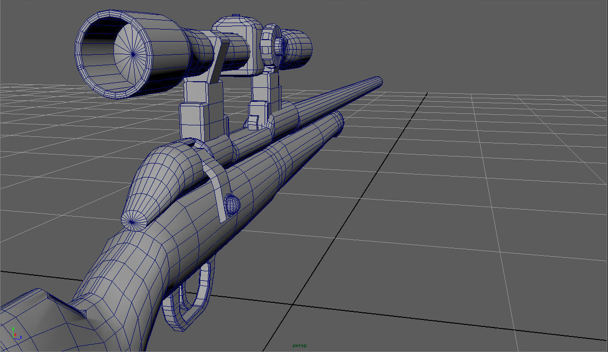 Sniper gun with barrel Low-poly 3D model_8