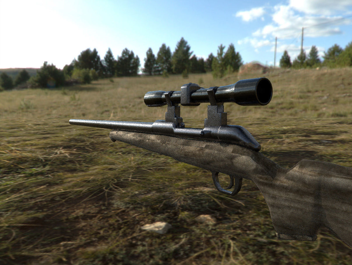 Sniper gun with barrel Low-poly 3D model_1