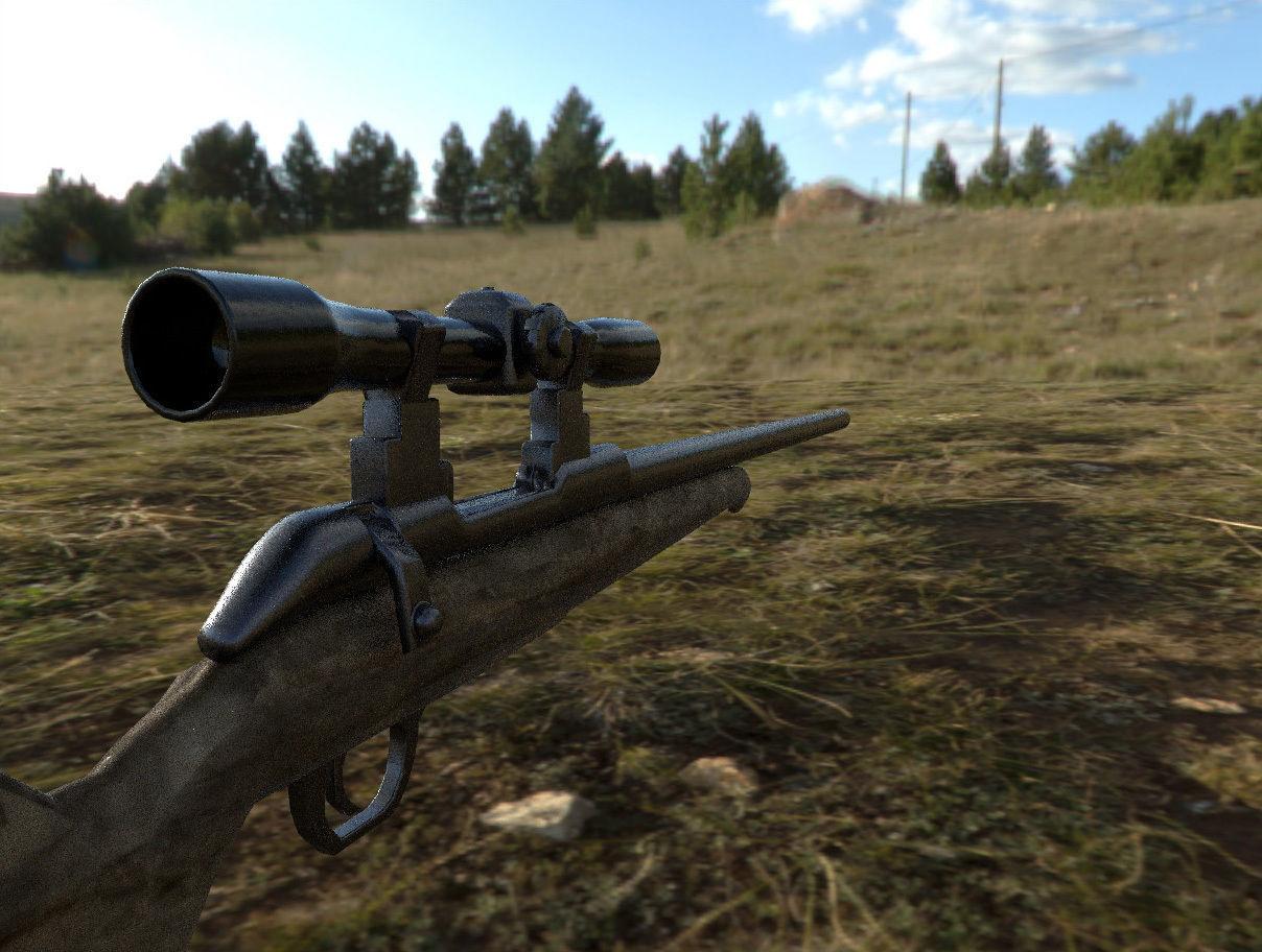 Sniper gun with barrel Low-poly 3D model_3