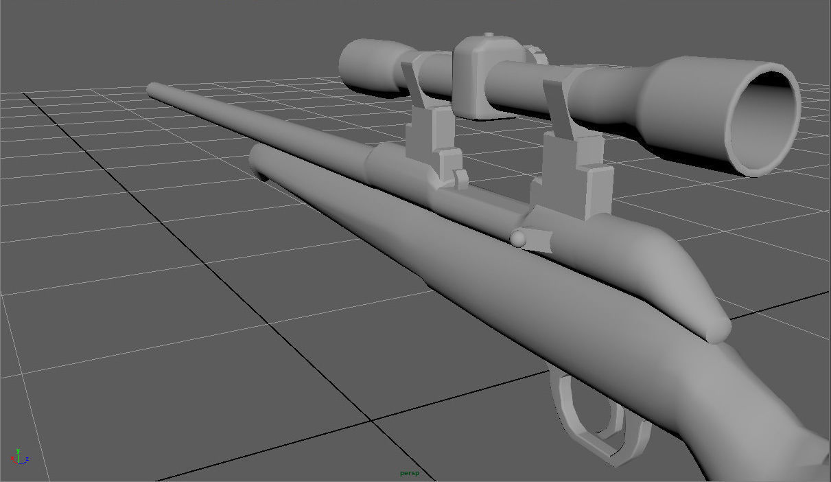 Sniper gun with barrel Low-poly 3D model_7