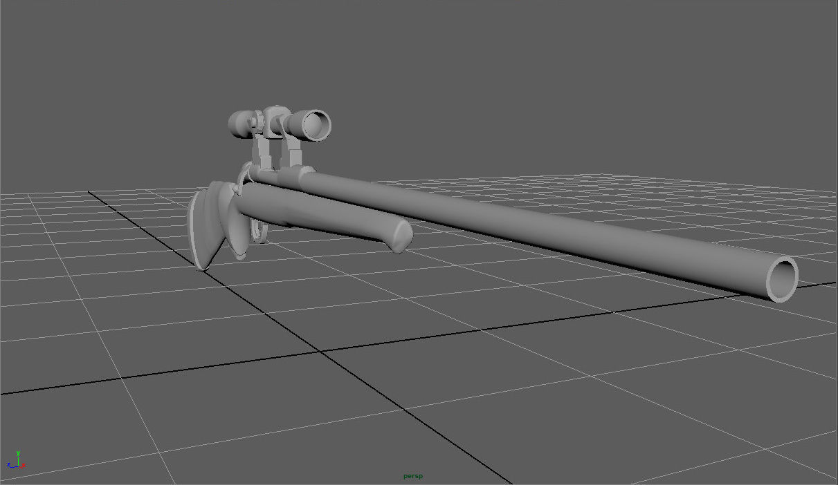 Sniper gun with barrel Low-poly 3D model_15