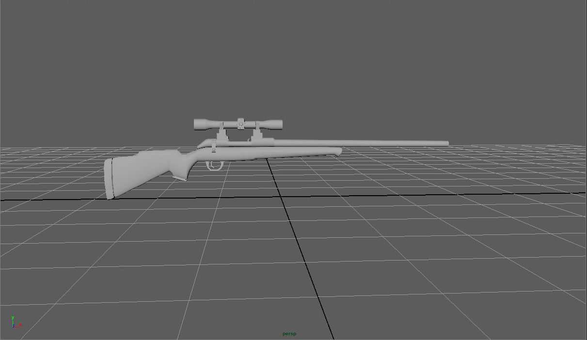 Sniper gun with barrel Low-poly 3D model_12