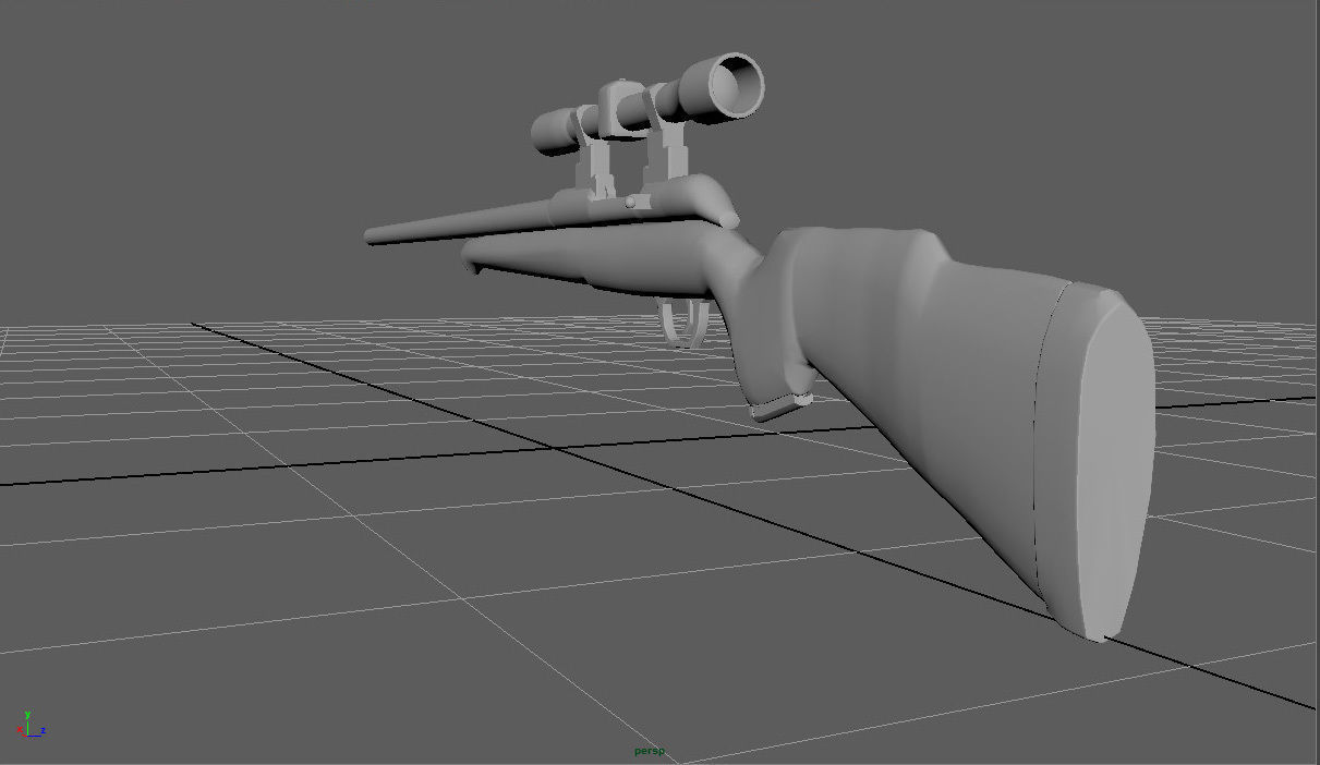 Sniper gun with barrel Low-poly 3D model_9