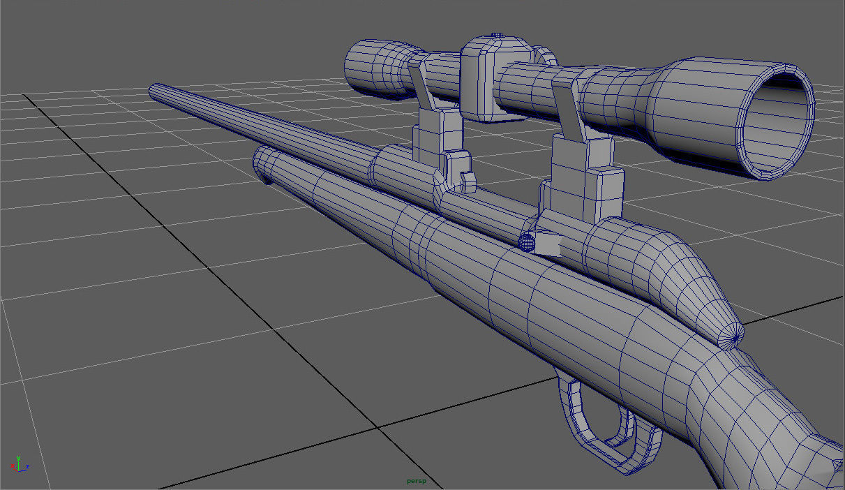 Sniper gun with barrel Low-poly 3D model_6