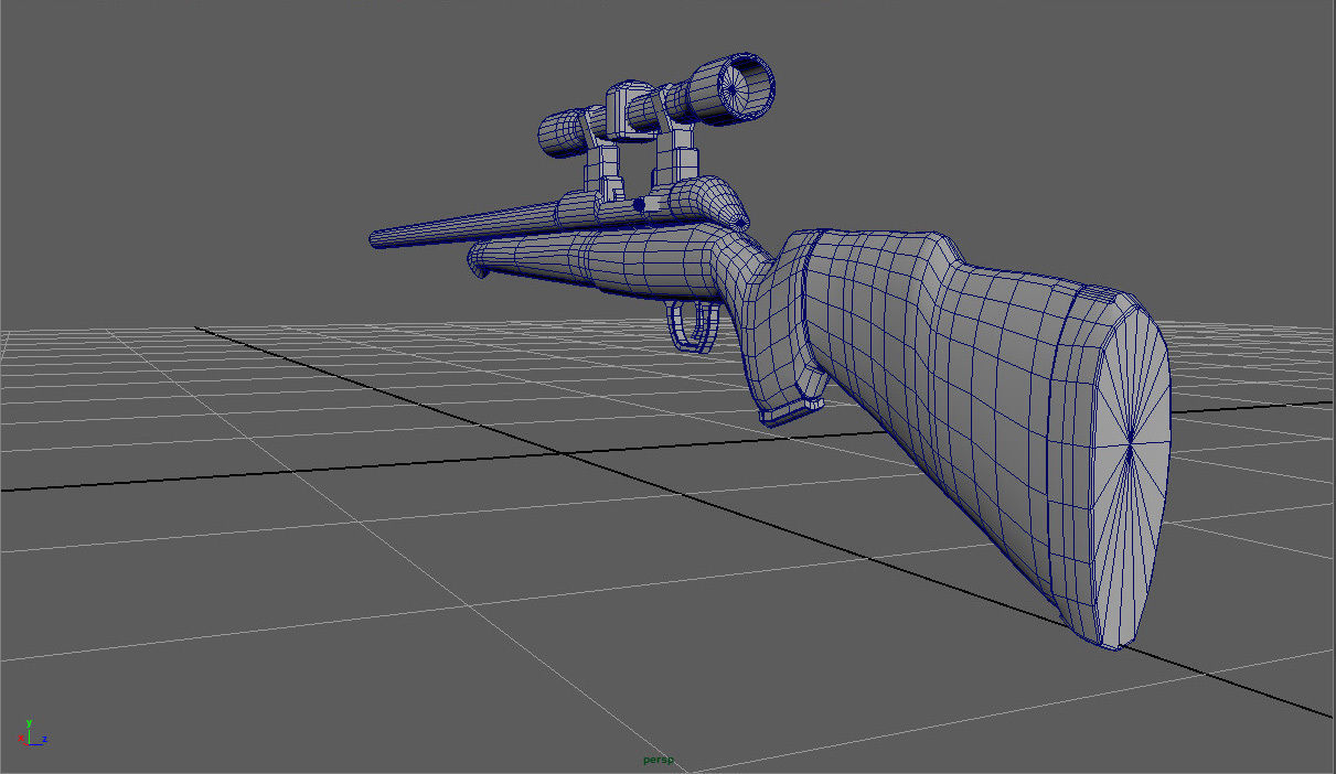 Sniper gun with barrel Low-poly 3D model_11