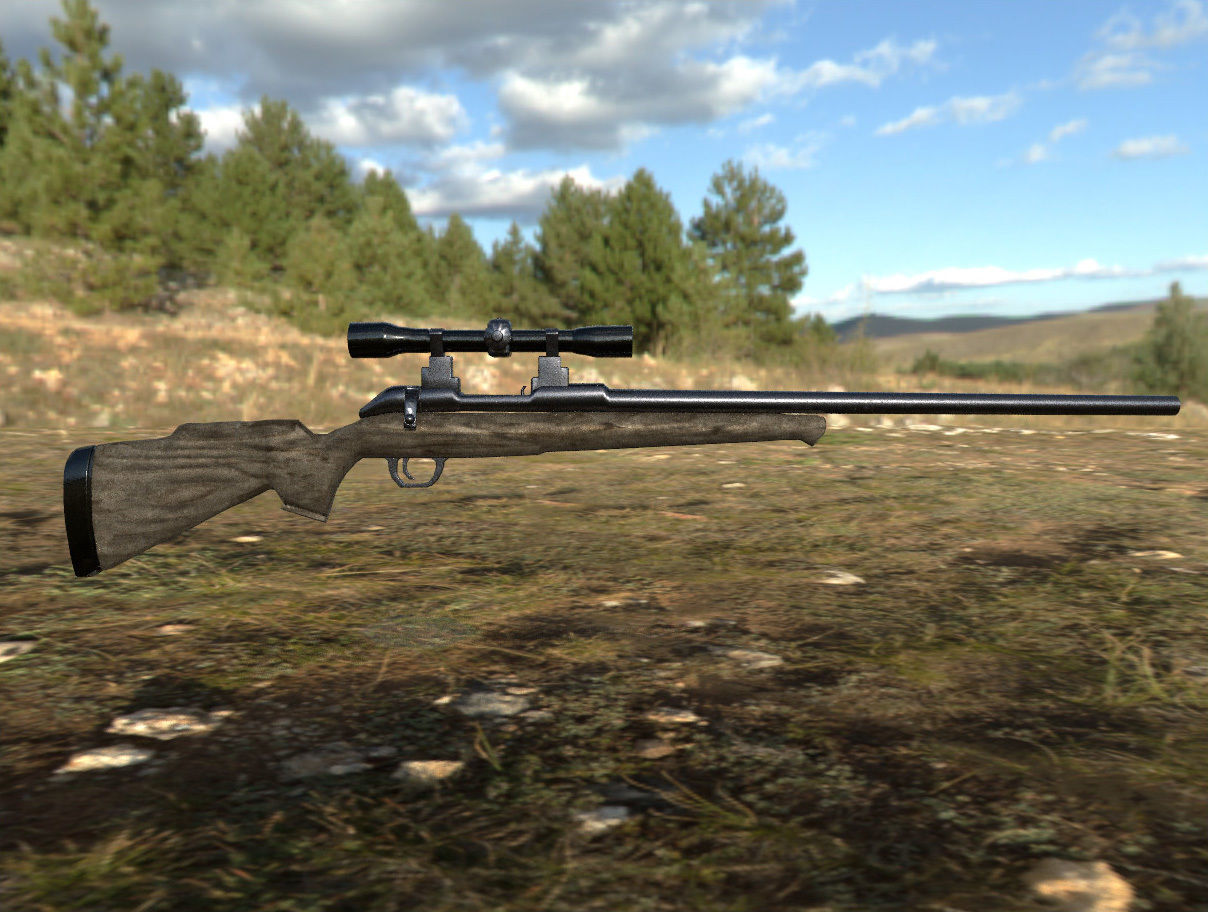 Sniper gun with barrel Low-poly 3D model_2