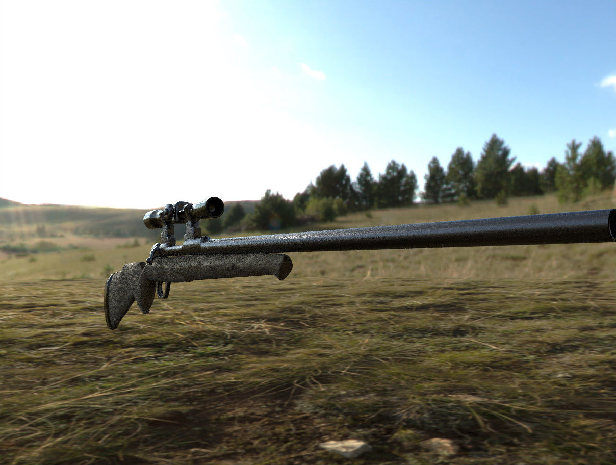 Sniper gun with barrel Low-poly 3D model_4