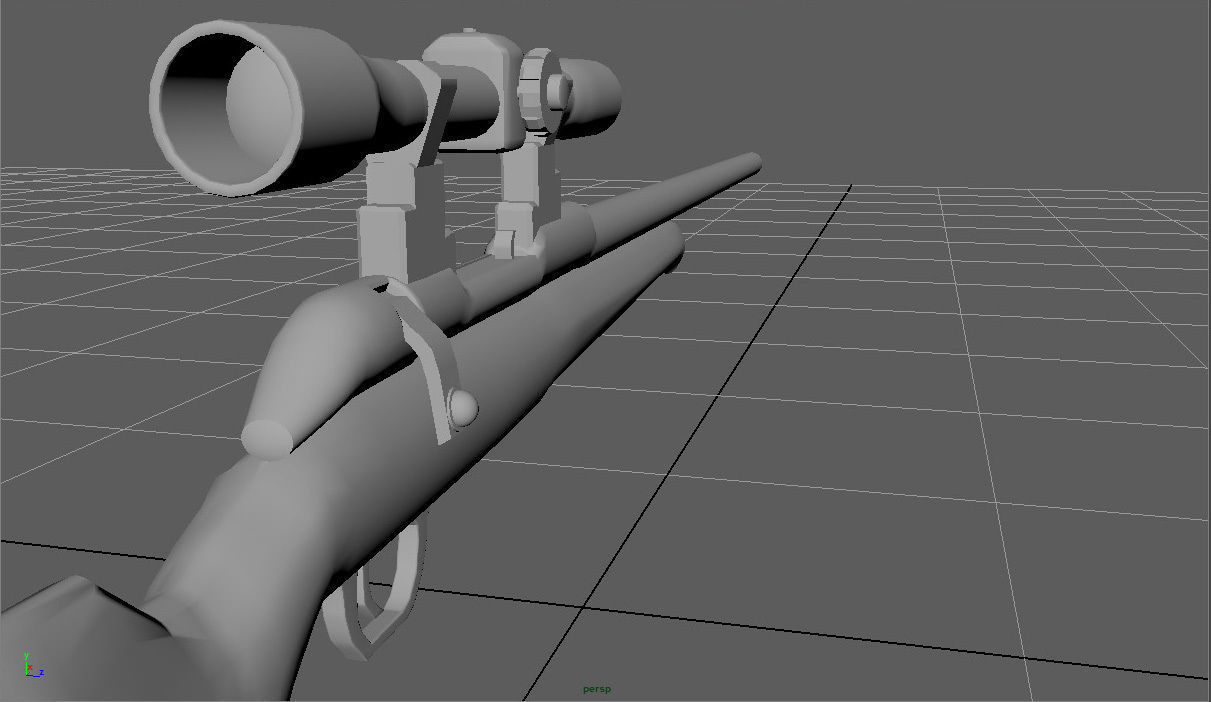 Sniper gun with barrel Low-poly 3D model_10