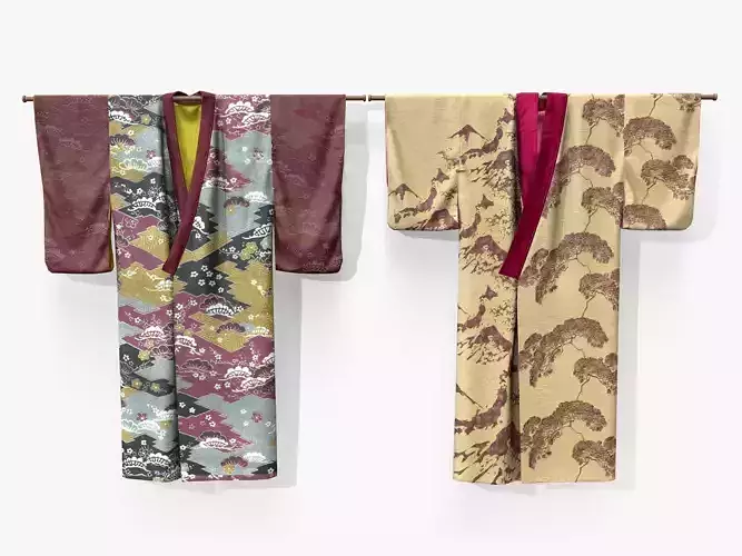 Hanging Kimono Lowpoly Low-poly 3D model