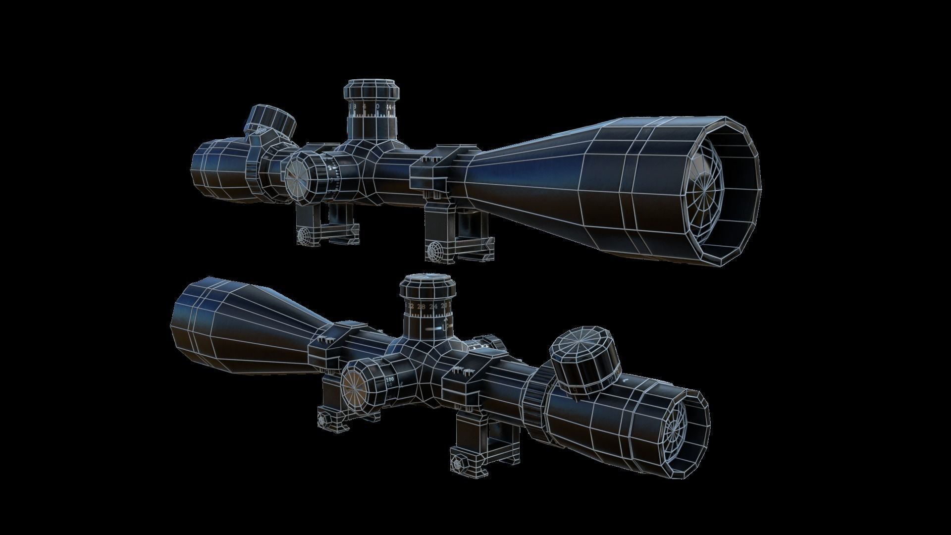 Scope 8X-32X Zoom Low-poly 3D model_7